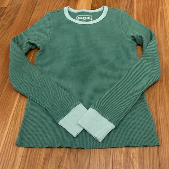 American Eagle Basic Green Waffle Knit Top - Picture 2 of 4